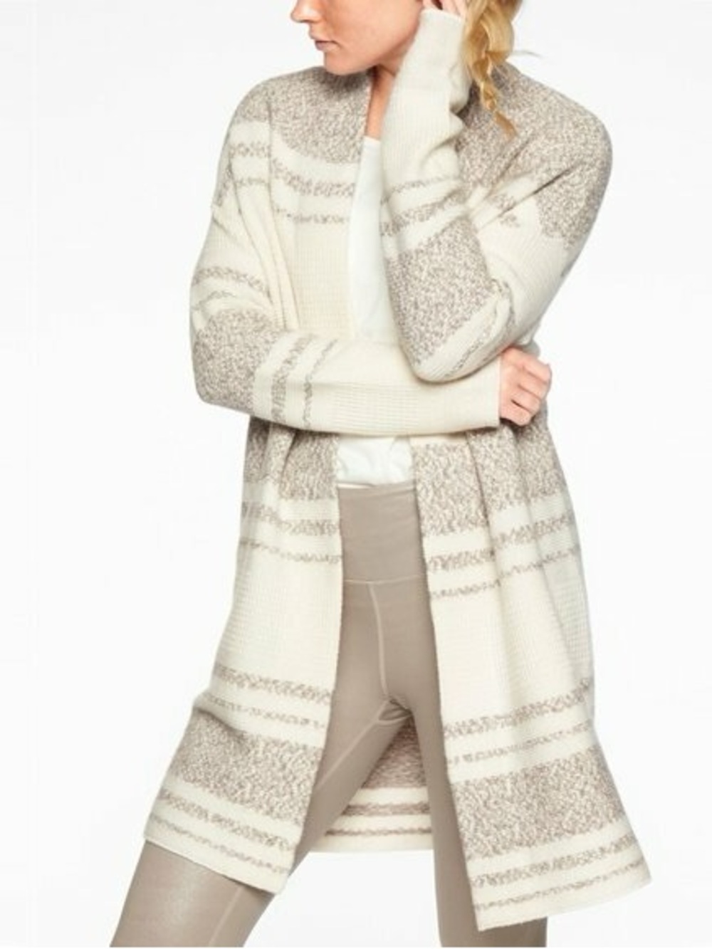 Athleta Cashmere Wool Striped Open-Front Women's Cardigan